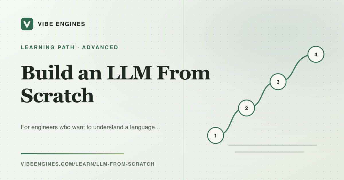 記事全文: Build an LLM From Scratch — A Free Learning Path | Vibe Engines